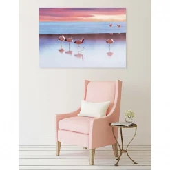 Tableau toile XXL en kit Le Lac Aux Flamants Roses 130 x 90 cm - Toile textile sans PVC