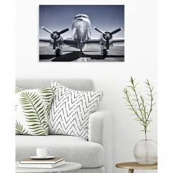 Tableau toile XXL en kit Avion À Hélices 90 x 60 cm - Toile textile sans PVC