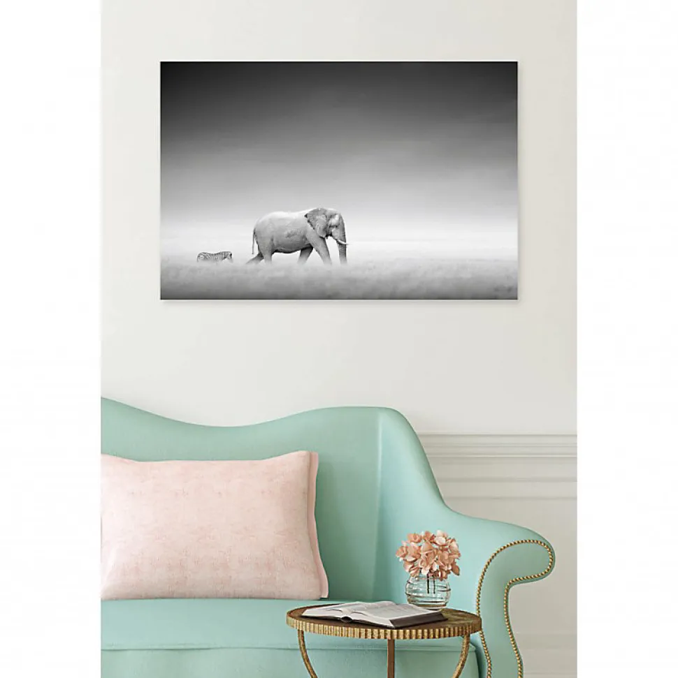 Tableau toile XXL en kit Zèbre Et Éléphant 90 x 60 cm - Toile textile sans PVC