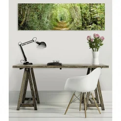 Tableau toile XXL en kit Chemin Vert 130 x 40 cm - Toile textile sans PVC