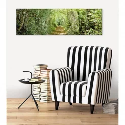 Tableau toile XXL en kit Chemin Vert 130 x 40 cm - Toile textile sans PVC