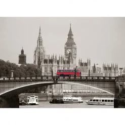 Tableau toile XXL en kit London Bus 130 x 90 cm - Toile textile sans PVC