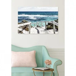 Tableau verre acrylique Direction Baignade paysage mer 90 x 60 cm - Décoration murale photo pour la maison