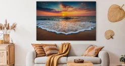 Tableaux COUCHER DE SOLEIL Mer Plage 120cm x 80cm - Parfait pour décorer votre salon, chambre ou bureau avec un design unique et