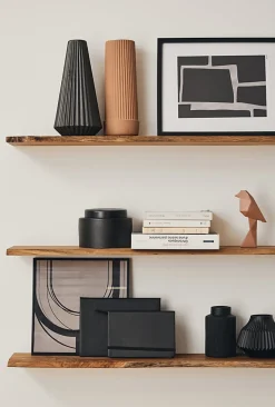 Tablette Bois Teck Indo Massif Huilé - Bord Naturel Irrégulier - 18x110x600mm - Etagère Murale de Bureau, Cuisine
