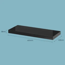 Tablette murale avec fixation invisible GoodHome Cusko noir brillant 60 cm