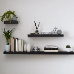 Tablette murale avec fixation invisible GoodHome Cusko noir 80 cm