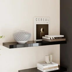 Tablette murale avec fixation invisible GoodHome Cusko noir brillant 80 cm