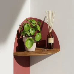 Tablette murale d'angle GoodHome Rigga effet noyer 25 cm