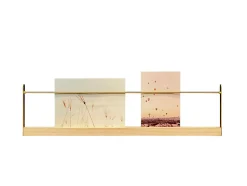 Tablette murale effet bois et métal doré L.50 x H.12 cm Ariane