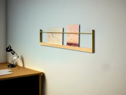 Tablette murale effet bois et métal doré L.50 x H.12 cm Ariane