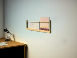 Tablette murale effet bois et métal doré L.30 x H.12 cm Ariane