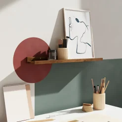 Tablette murale pour cadre photo GoodHome Rigga effet noyer L. 60 cm