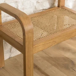 Tabouret 1 place bois de mindi et rotin naturel