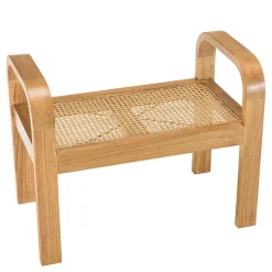 Tabouret 1 place bois de mindi et rotin naturel