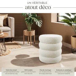 Tabouret avec espace de rangement rond 42 x 42 x 47 cm