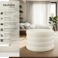 Tabouret avec espace de rangement rond 67 x 42 cm