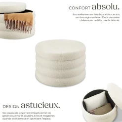 Tabouret avec espace de rangement rond 67 x 42 cm