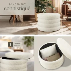 Tabouret avec espace de rangement rond 67 x 42 cm
