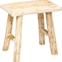 Tabouret d'appoint en bois (34.5x23xh. 31 cm - Naturel)