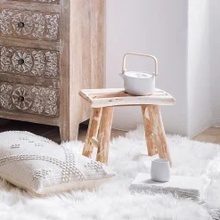 Tabouret d'appoint en bois (34.5x23xh. 31 cm - Naturel)