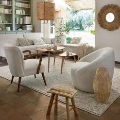 Tabouret d'appoint en bois (34.5x23xh. 31 cm - Naturel)