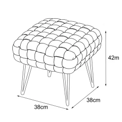 Tabouret en velours tressé rembourré 38 cm DOTTY Vert Bouteille