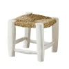 Tabouret Marocain blanc en bois (20x20x20 cm - Blanc)