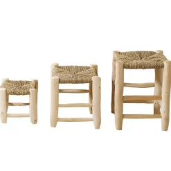 Tabouret Marocain bois de laurier (20 cm - Naturel)