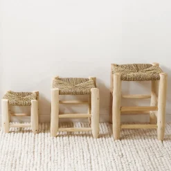 Tabouret Marocain bois de laurier (20 cm - Naturel)