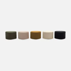 tabouret. pouf en forme de galet en tissu greige. TAO L 60 x P 44 x H 40cm