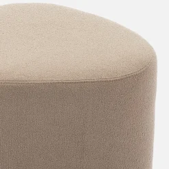 tabouret. pouf en forme de galet en tissu greige. TAO L 60 x P 44 x H 40cm