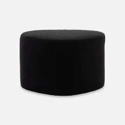 tabouret. pouf en forme de galet en tissu noir. TAO L 60 x P 44 x H 40cm