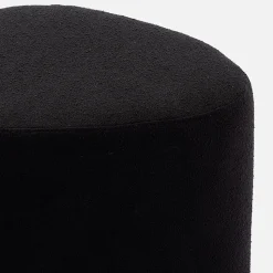 tabouret. pouf en forme de galet en tissu noir. TAO L 60 x P 44 x H 40cm