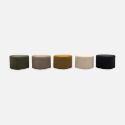 tabouret. pouf en forme de galet en tissu noir. TAO L 60 x P 44 x H 40cm