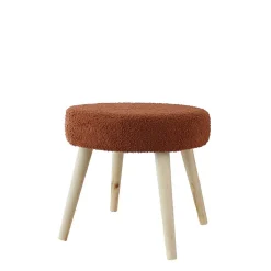 Tabouret rond en bouclettes (45x45x40 cm - Terracotta)