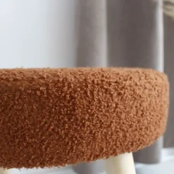 Tabouret rond en bouclettes (45x45x40 cm - Terracotta)