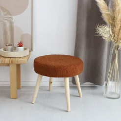 Tabouret rond en bouclettes (45x45x40 cm - Terracotta)
