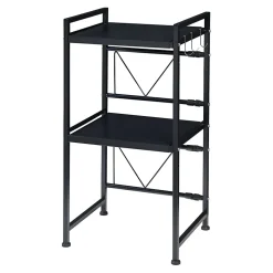 Étagère à micro-ondes Sorsele avec 2 tablettes réglables noir en.casa