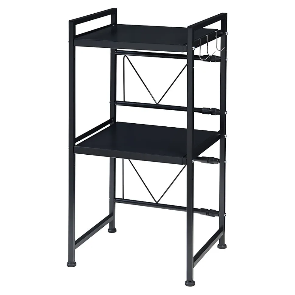 Étagère à micro-ondes Sorsele avec 2 tablettes réglables noir en.casa