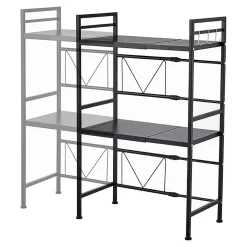 Étagère à micro-ondes Sorsele avec 2 tablettes réglables noir en.casa
