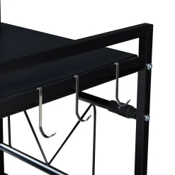 Étagère à micro-ondes Sorsele avec 2 tablettes réglables noir en.casa