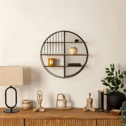 Étagère en métal et fibres de bois avec miroir