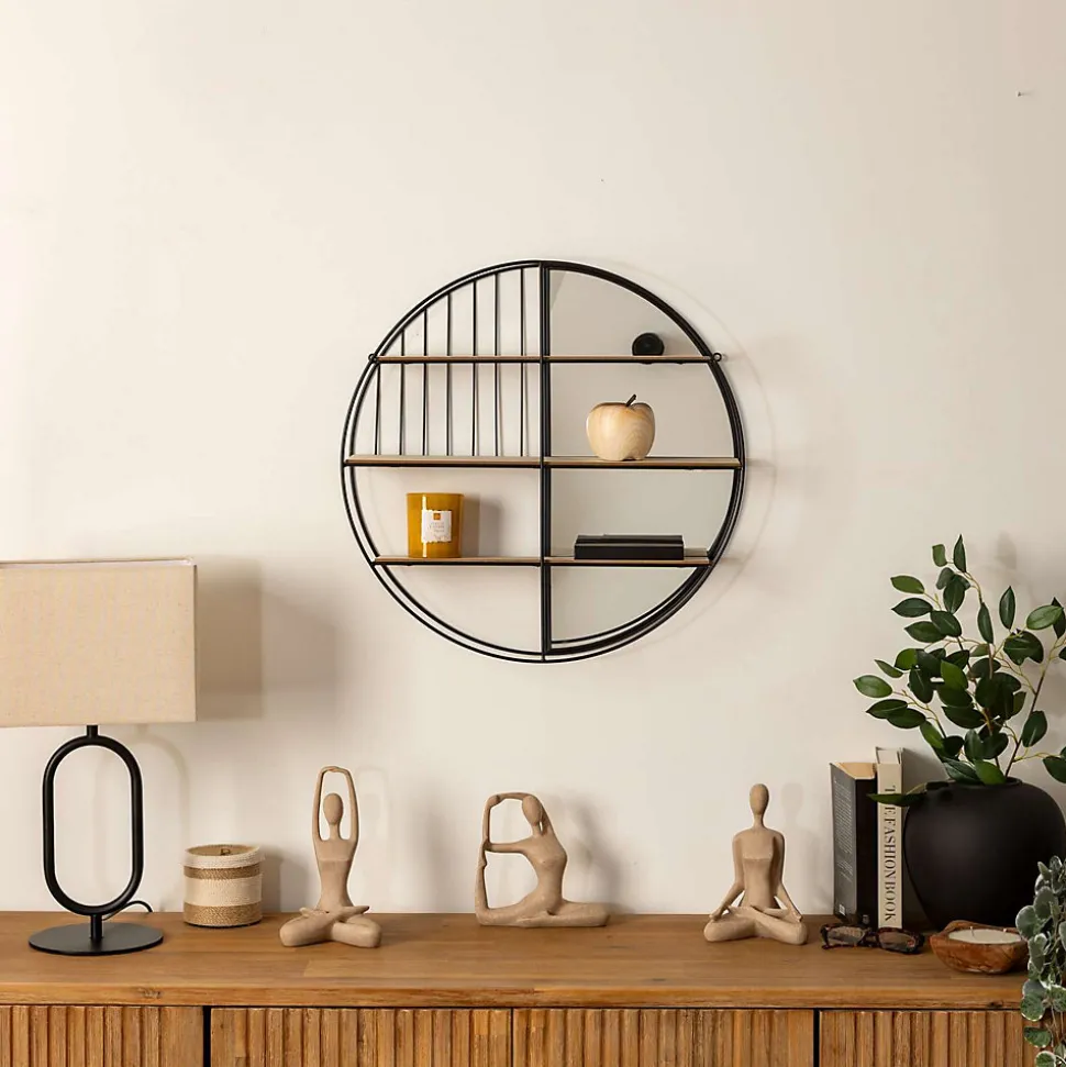 Étagère en métal et fibres de bois avec miroir