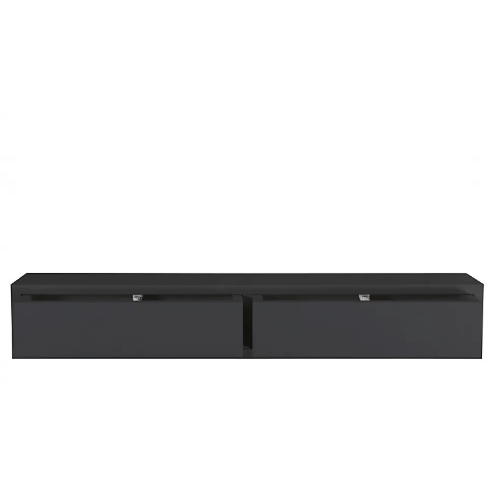 Étagère murale avec tiroir, table de chevet suspendue, étagère murale, noire, 88,2 x 13,4 x 20 cm - Domino