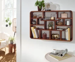 Étagère Murale Bois Massif 80 cm Étagère à Livres Suspendue Flottante FineBuy