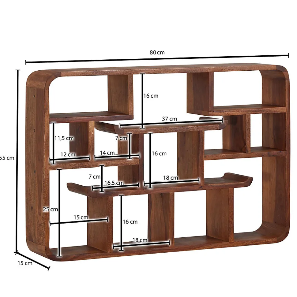 Étagère Murale Bois Massif 80 cm Étagère à Livres Suspendue Flottante FineBuy