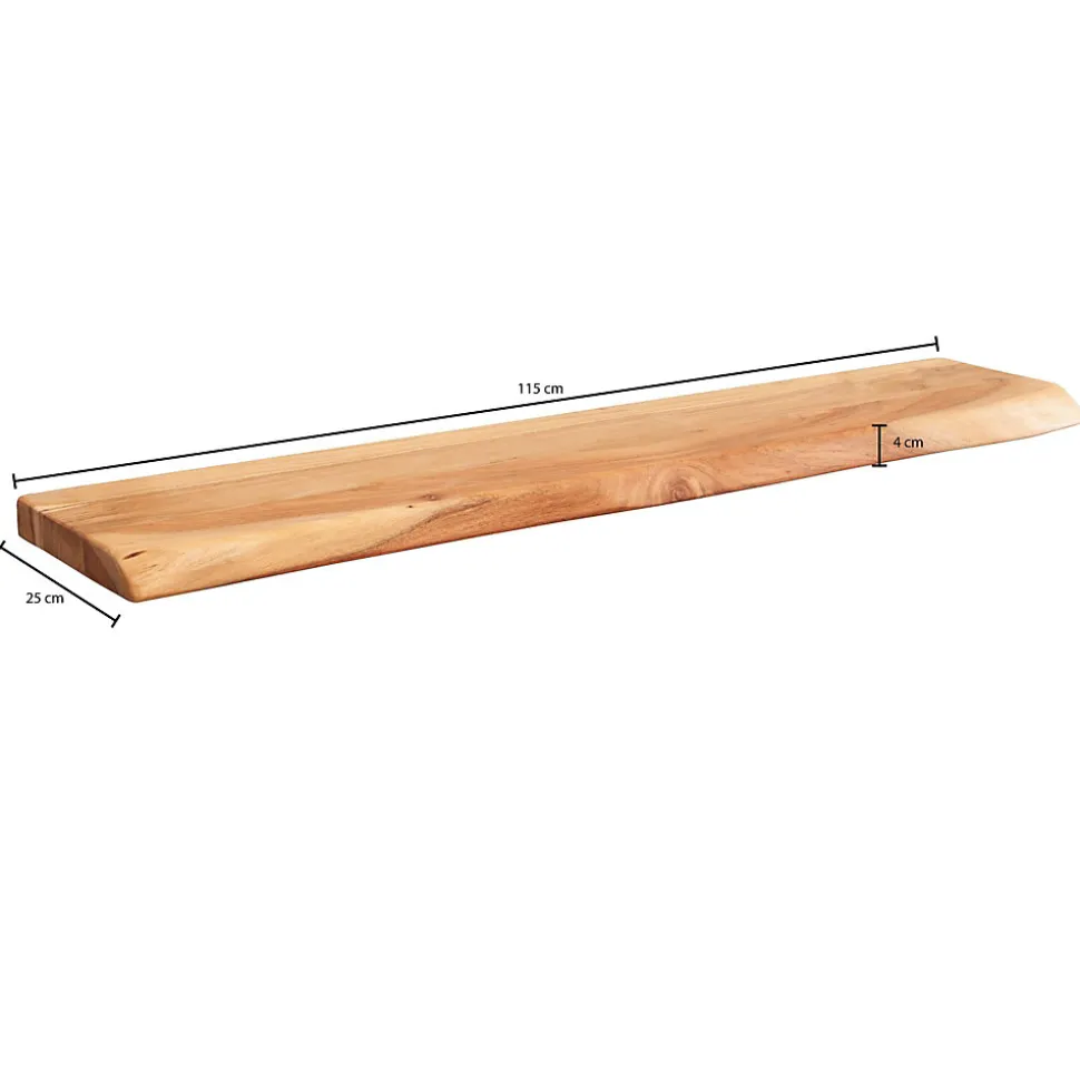 étagère murale bord d'arbre design bois d'acacia étagère flottante solide nature FineBuy