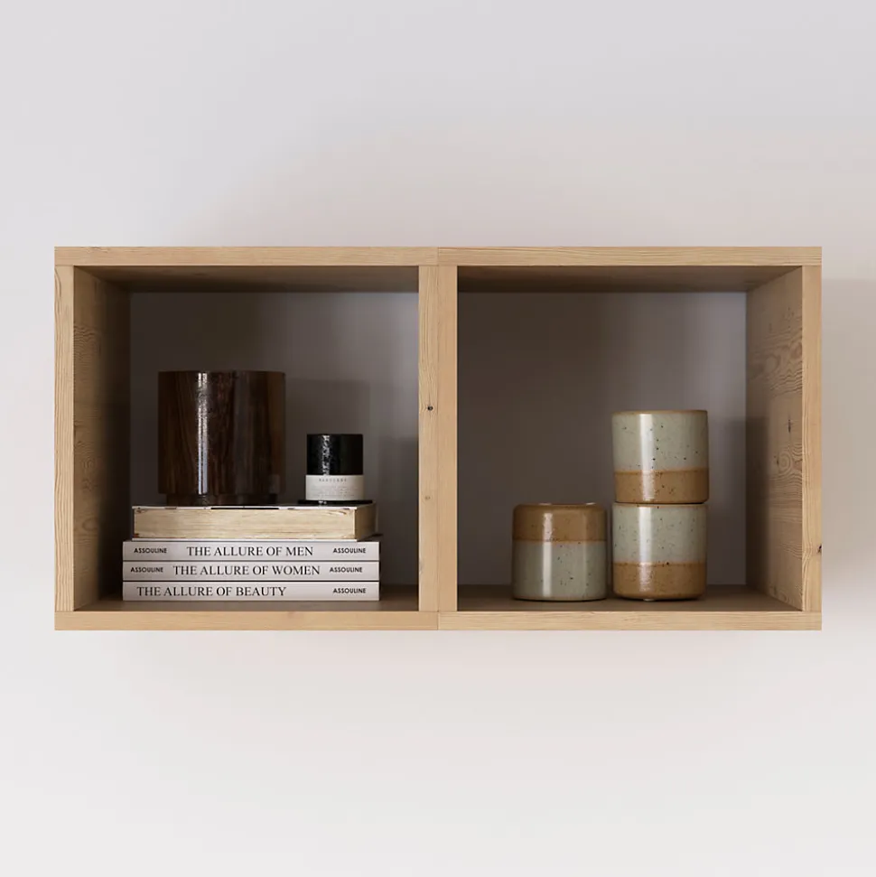 Étagère murale cube en pin massif GoodHome Rigga L. 30 cm