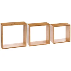 Étagère murale cube Fixy 5Five P.9 cm en bambou vendue par 3 pièces